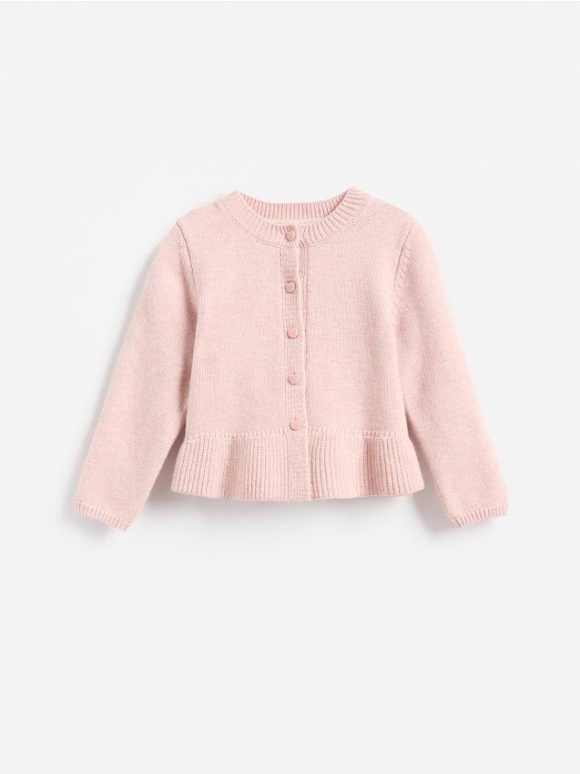 Reserved - Sweter z falbaną - pastelowy róż