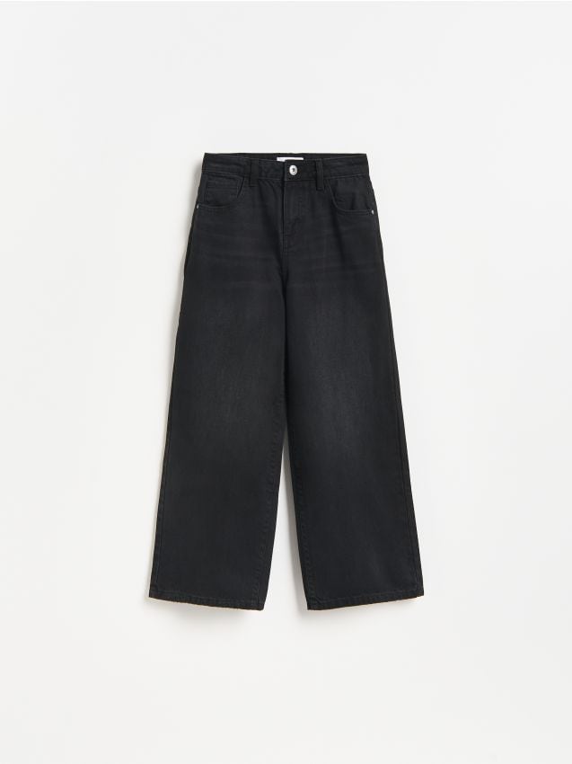 Reserved - Jeansy wide leg - czarny