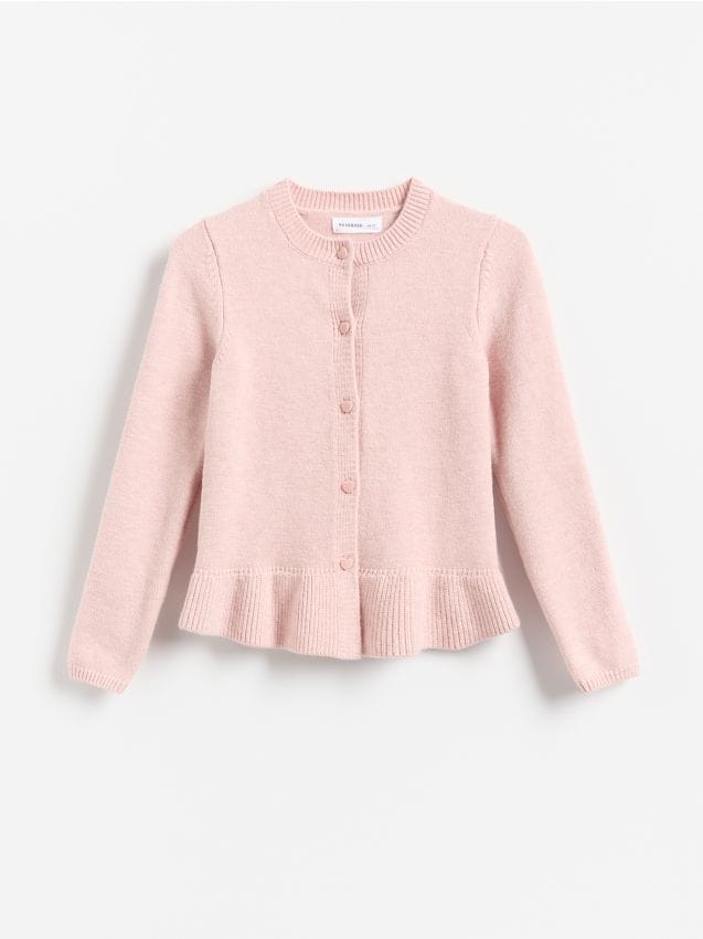 Reserved - Sweter z falbaną - pastelowy róż