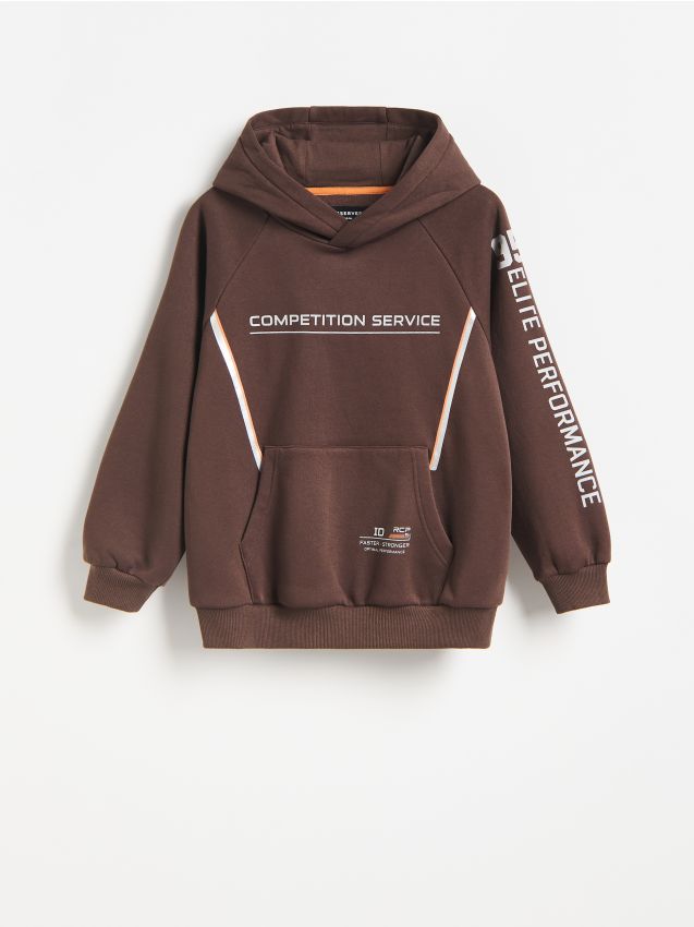 Reserved - Bawełniana bluza z kapturem - brązowy