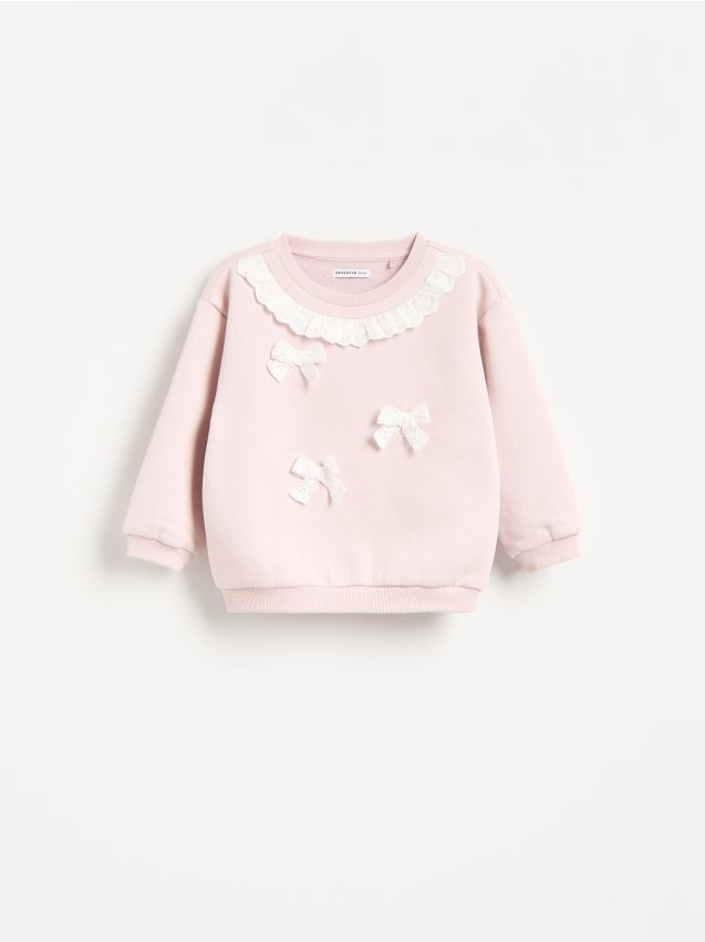Reserved - Bluza z aplikacją - pastelowy róż