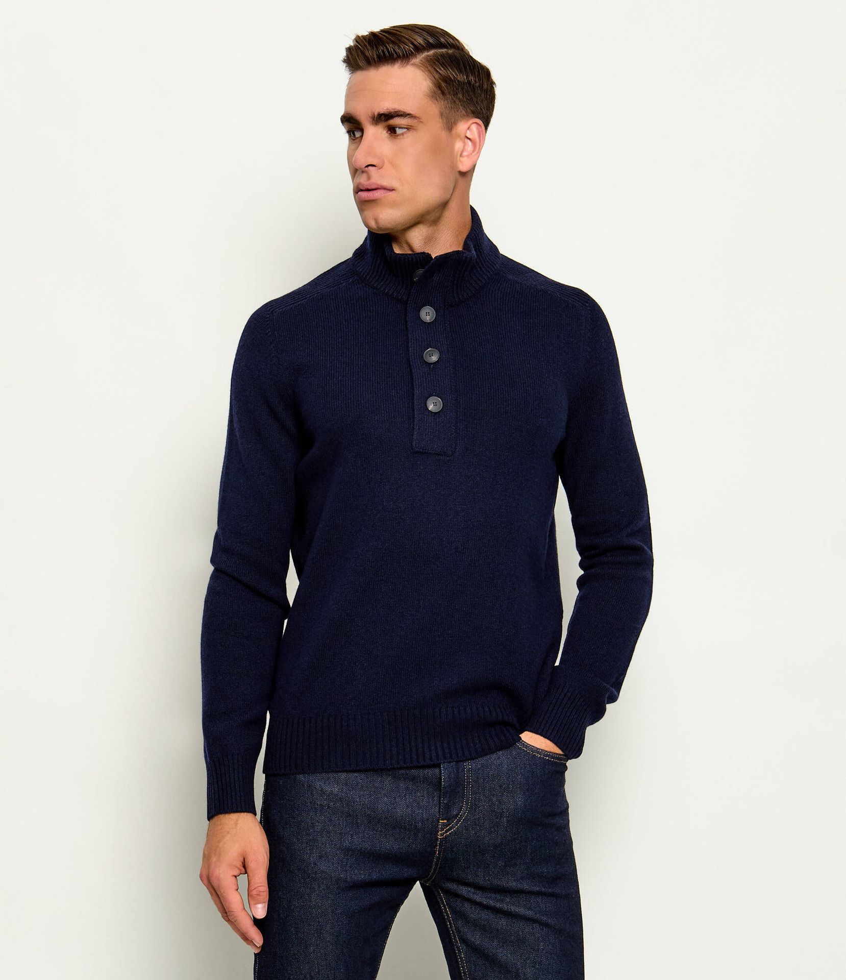 Gran Sasso Wełniany sweter Mock With Bot. Regular Fit
