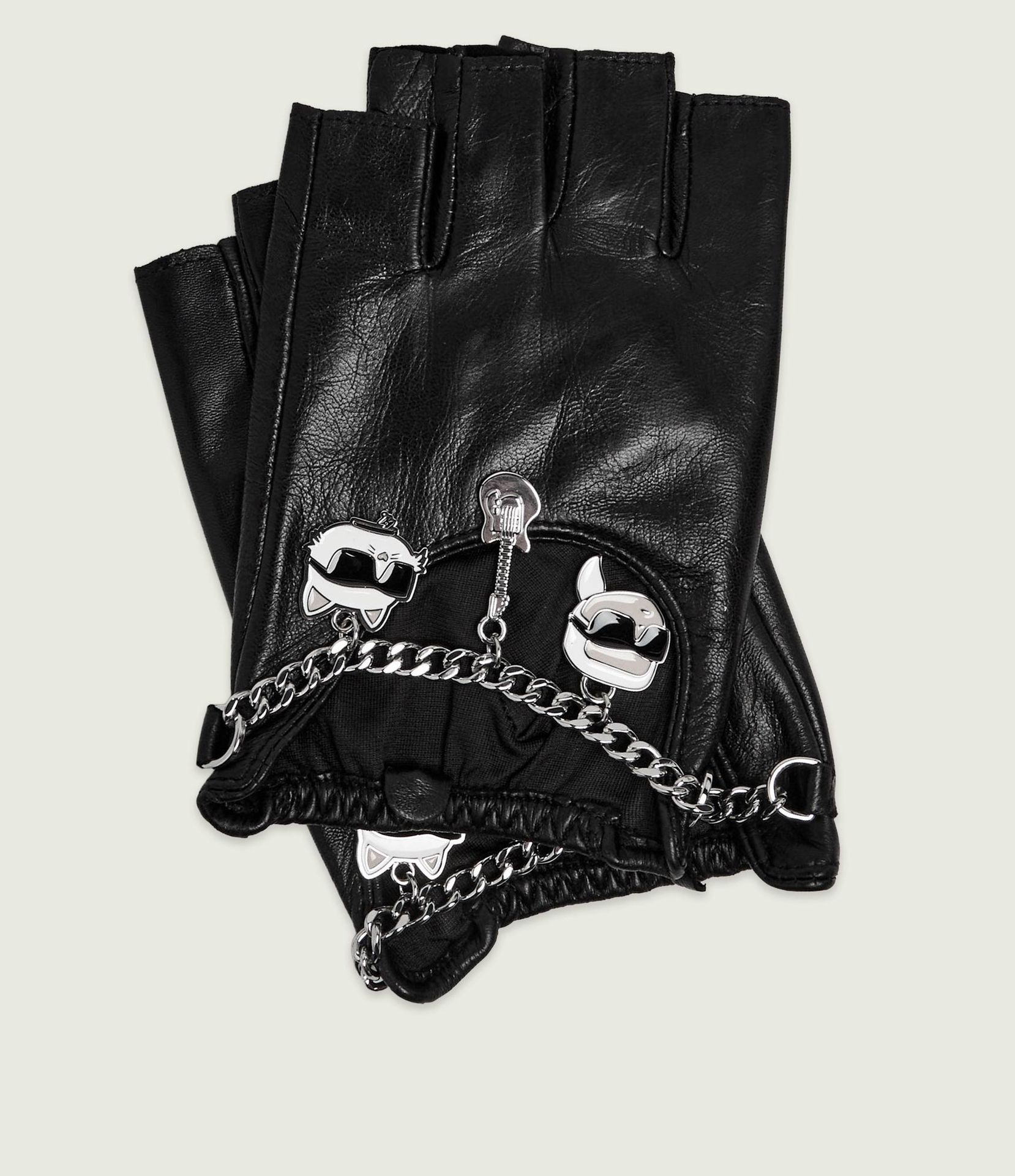 Karl Lagerfeld Skórzane rękawiczki Ikon Charms