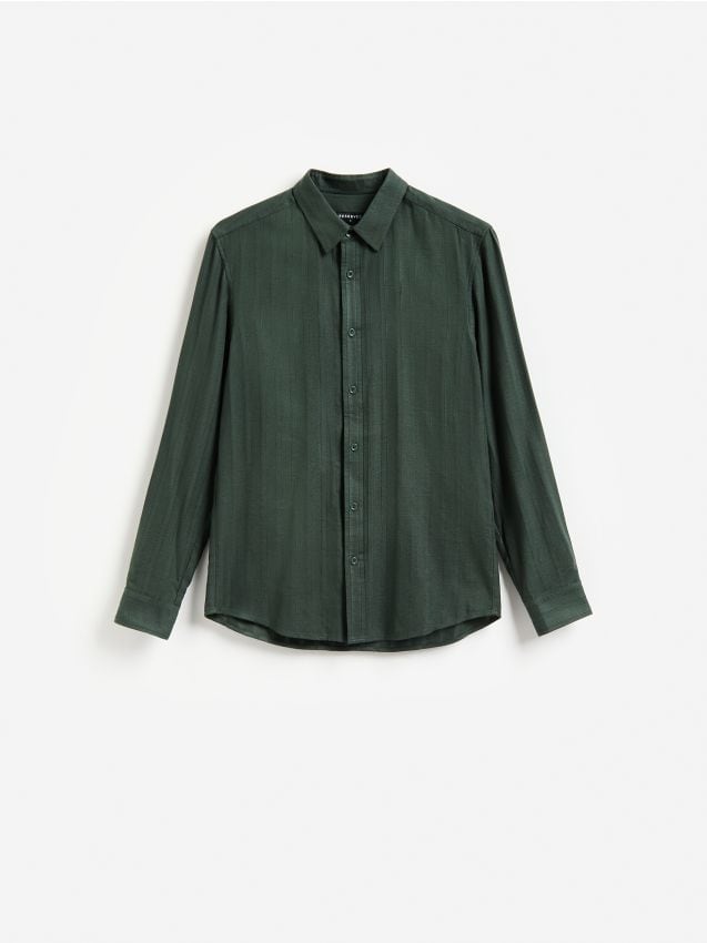 Reserved - Koszula slim fit z bawełną - morski