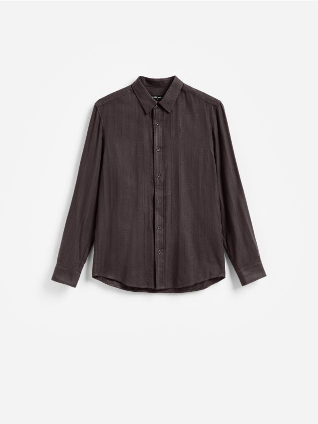 Reserved - Koszula slim fit z bawełną - brązowy
