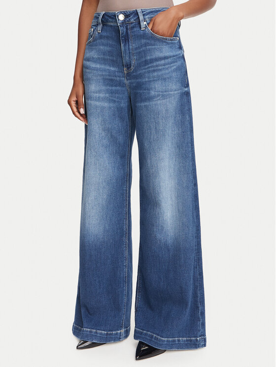 Guess Jeansy W6YAJG D1355 Niebieski Wide Leg