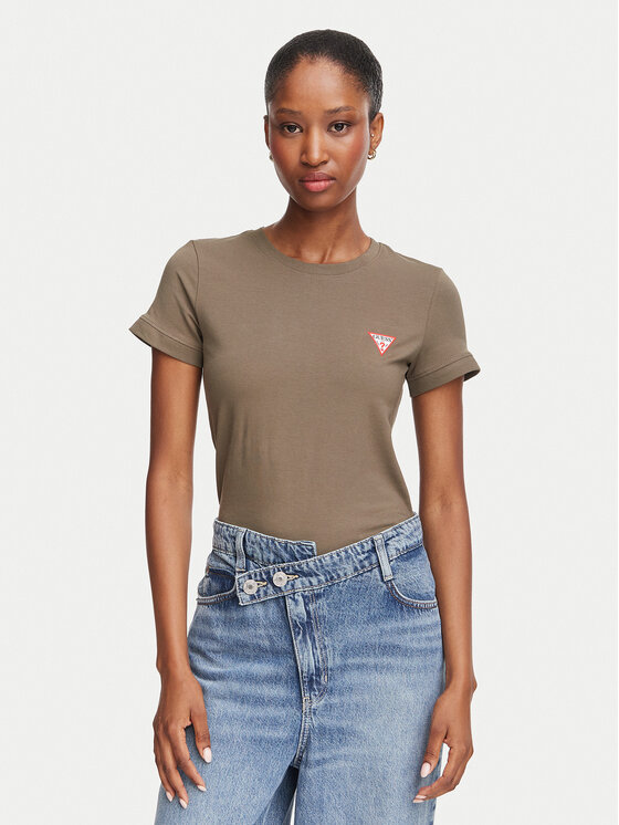 Guess T-Shirt W2YI44 J1314 Khaki Regular Fit