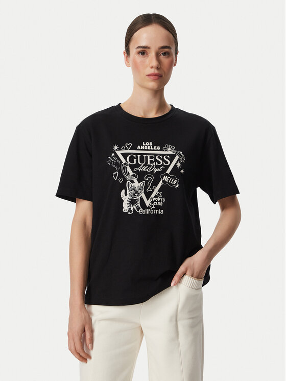 Guess T-Shirt V6YI13 K4301 Czarny Regular Fit