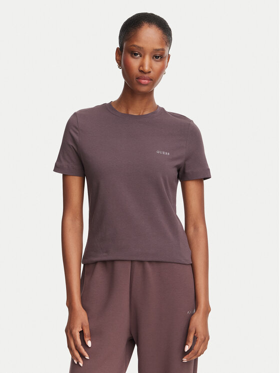 Guess T-Shirt V6RI07 J1314 Brązowy ciemny Regular Fit