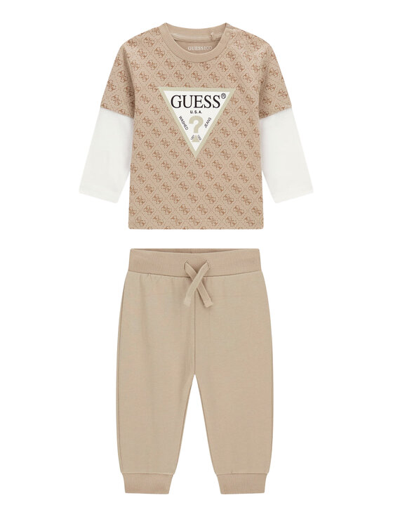 Guess Komplet bluzka i spodnie I6YG01 K3964 Beżowy Regular Fit