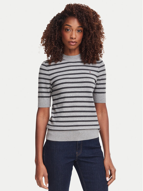Tommy Hilfiger T-Shirt WW0WW49705 Szary ciemny Slim Fit