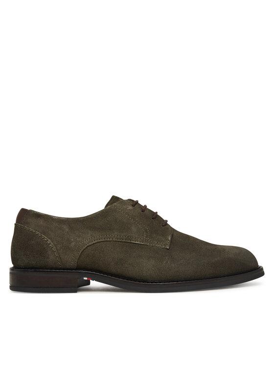 Tommy Hilfiger Półbuty Corporate Dressy Suede Shoe FM0FM05969 Zielony