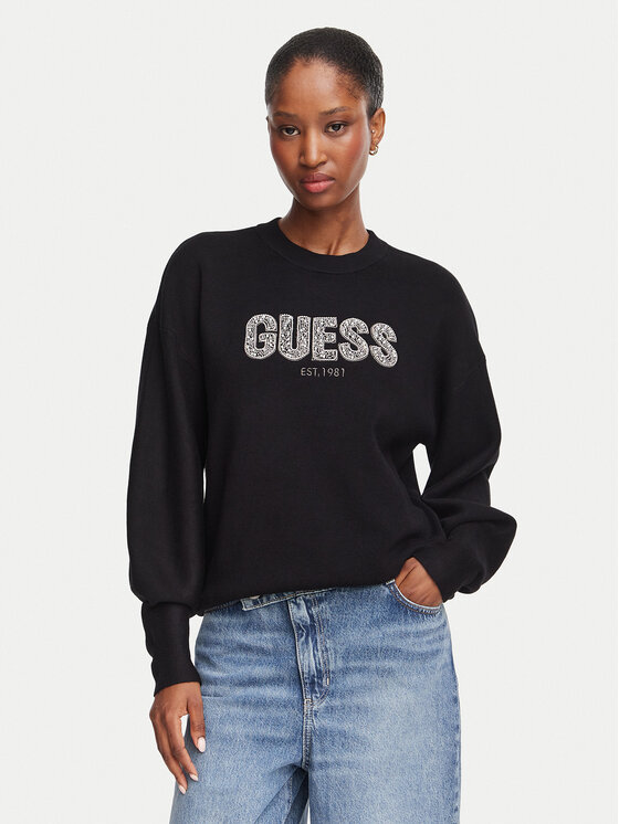 Guess Sweter W6YR30 Z0978 Czarny Regular Fit