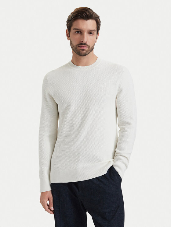 Calvin Klein Sweter LV04LF304G Kremowy Regular Fit