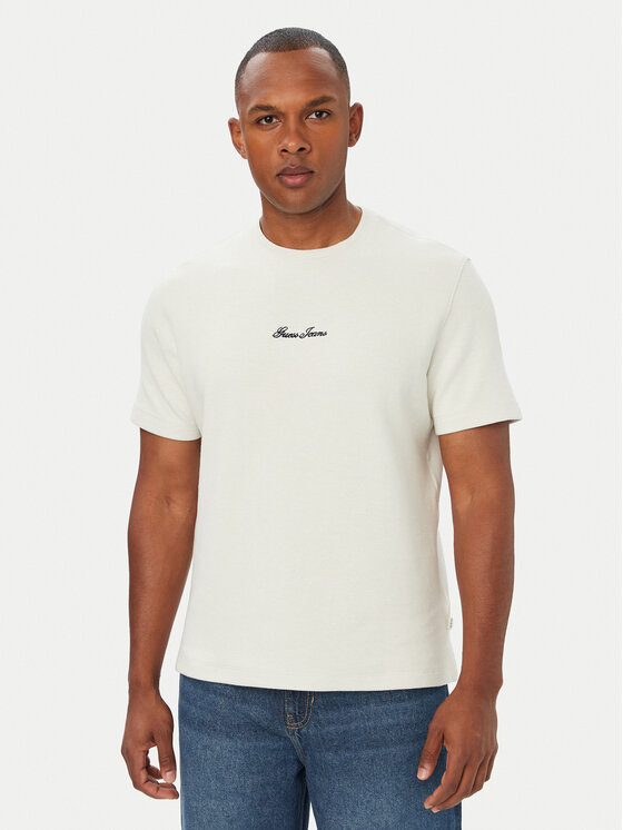 Guess Jeans T-Shirt M6YP09 K4177 Kremowy Regular Fit