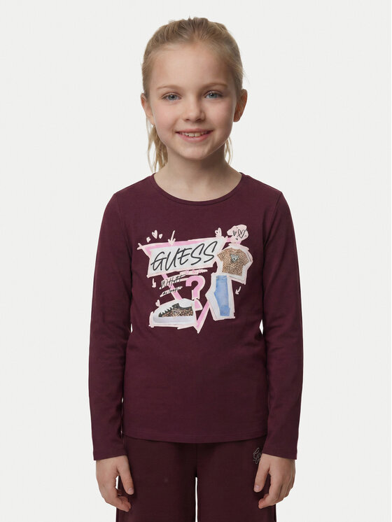 Guess Bluzka J6YI01 K3664 Bordowy Regular Fit