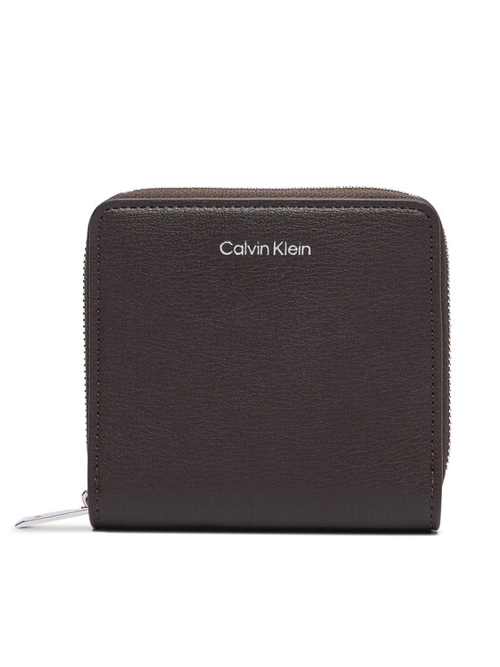 Calvin Klein Portfel Foil Logo Medium Zip Around LV04F1120G Brązowy ciemny