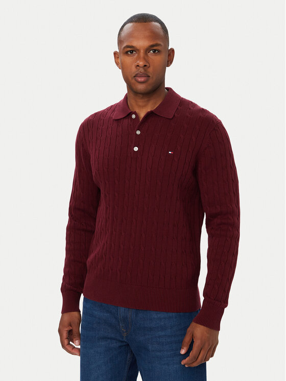 Tommy Hilfiger Sweter Classic MW0MW41955 Bordowy Regular Fit