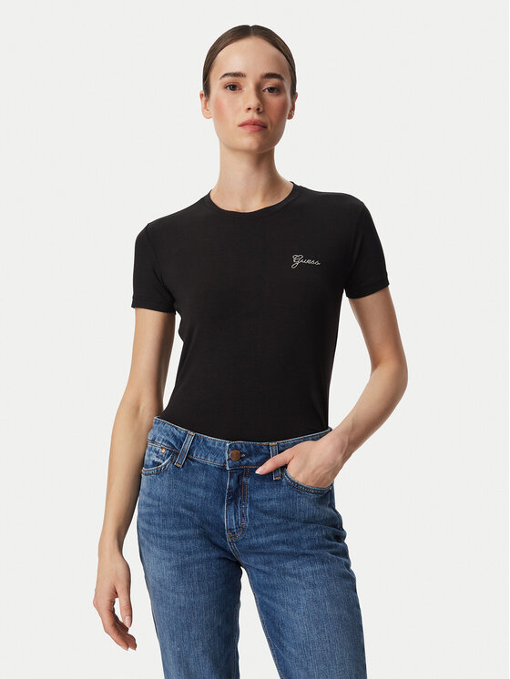 Guess T-Shirt W6YI12 K3751 Czarny Regular Fit
