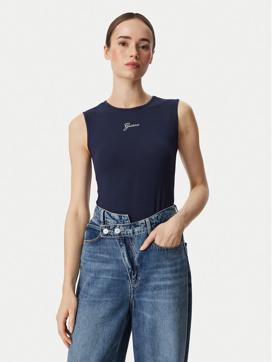Guess Top W6YP17 K3881 Granatowy Regular Fit