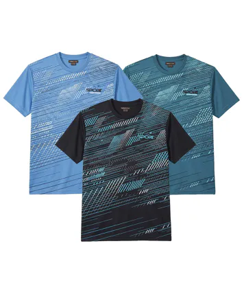 Zestaw 3 koszulek z melanżowej dzianiny Sporting Mężczyzna Atlas For Men - Kolor : Zielony - Rozmiar : 4XL