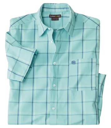 Koszula z krótkim rękawem w kratę Caraïbes Mężczyzna Atlas For Men - Kolor : Krata - Rozmiar : 4XL