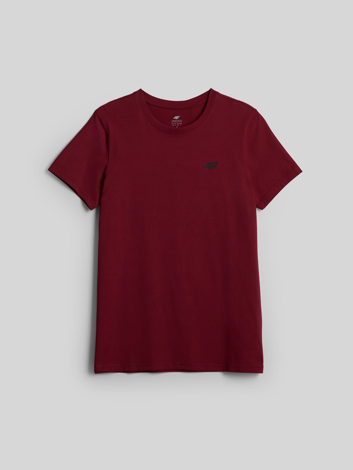 4F T-shirt regular gładki męski - burgundowy XXL