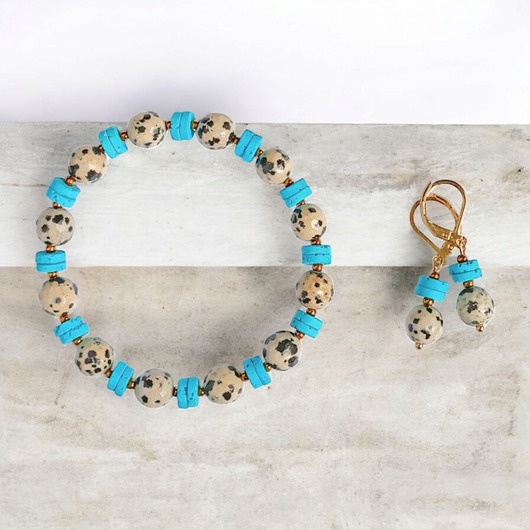 RAZEM TANIEJ! jasper collection : bransoletka i kolczyki : jaspis & lawa