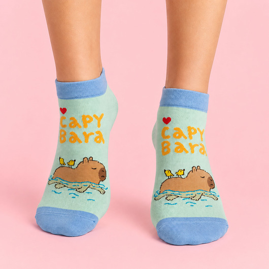 Skarpetki damskie krótkie Kapibara niebieskie bawełna CandySox 36-41