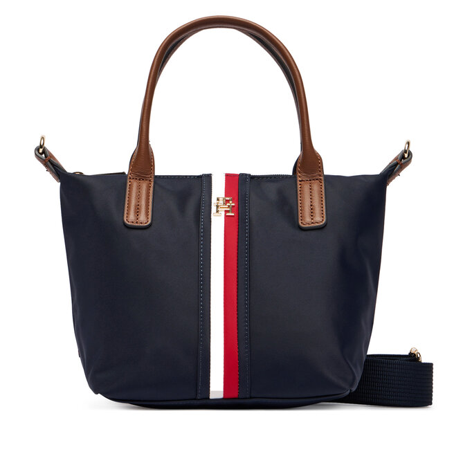 Torebka Tommy Hilfiger Popette Mini Tote Corp AW0AW19025 Granatowy