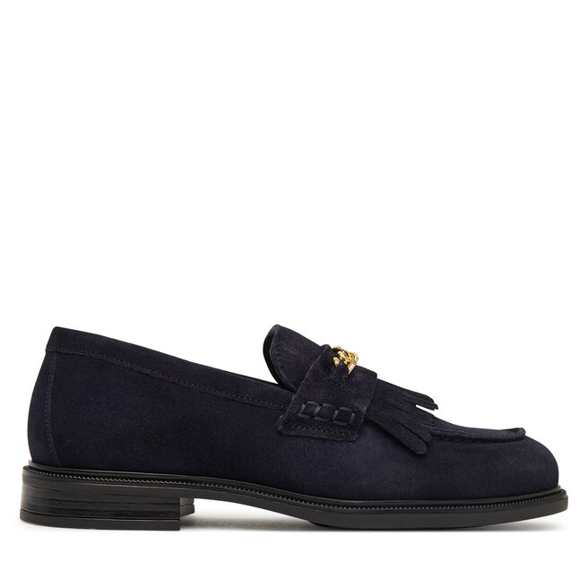 Loafersy Tommy Hilfiger Th Chain Fringe Suede Loafer FW0FW09918 Granatowy