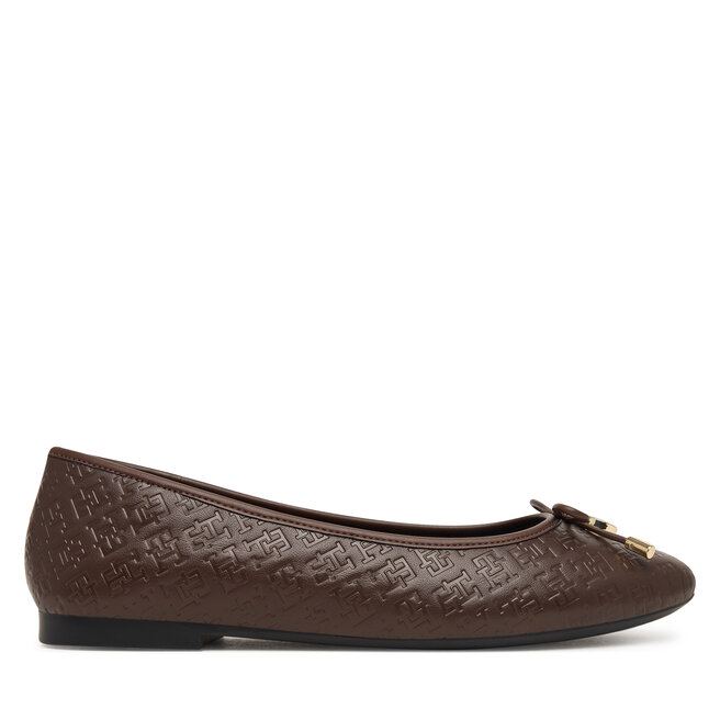 Baleriny Tommy Hilfiger Th Charm Monogram Ballerina FW0FW09683 Brązowy