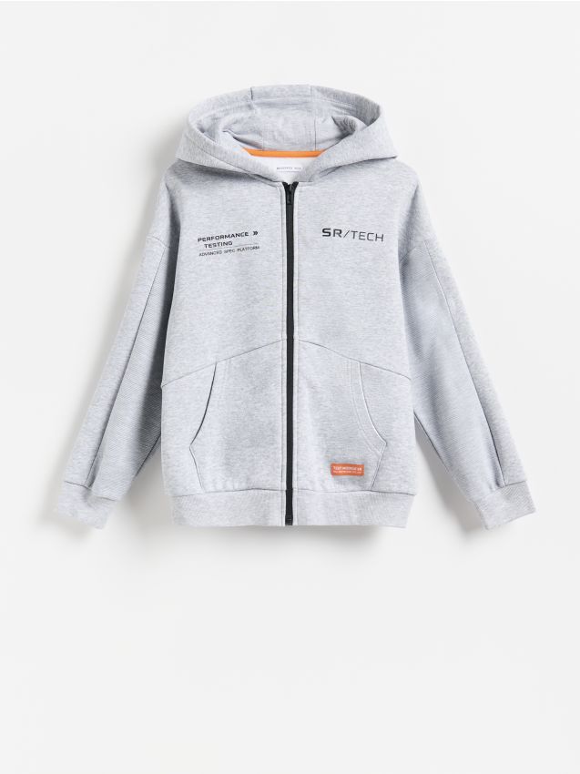 Reserved - Bawełniana bluza z kapturem - jasnoszary
