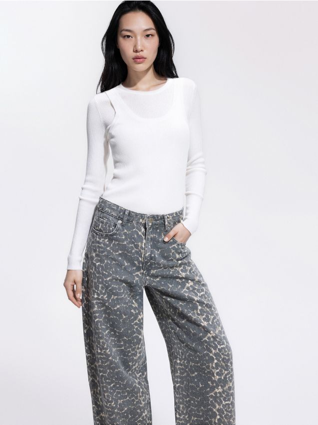 Reserved - Jeansy wide leg comfort - wielobarwny
