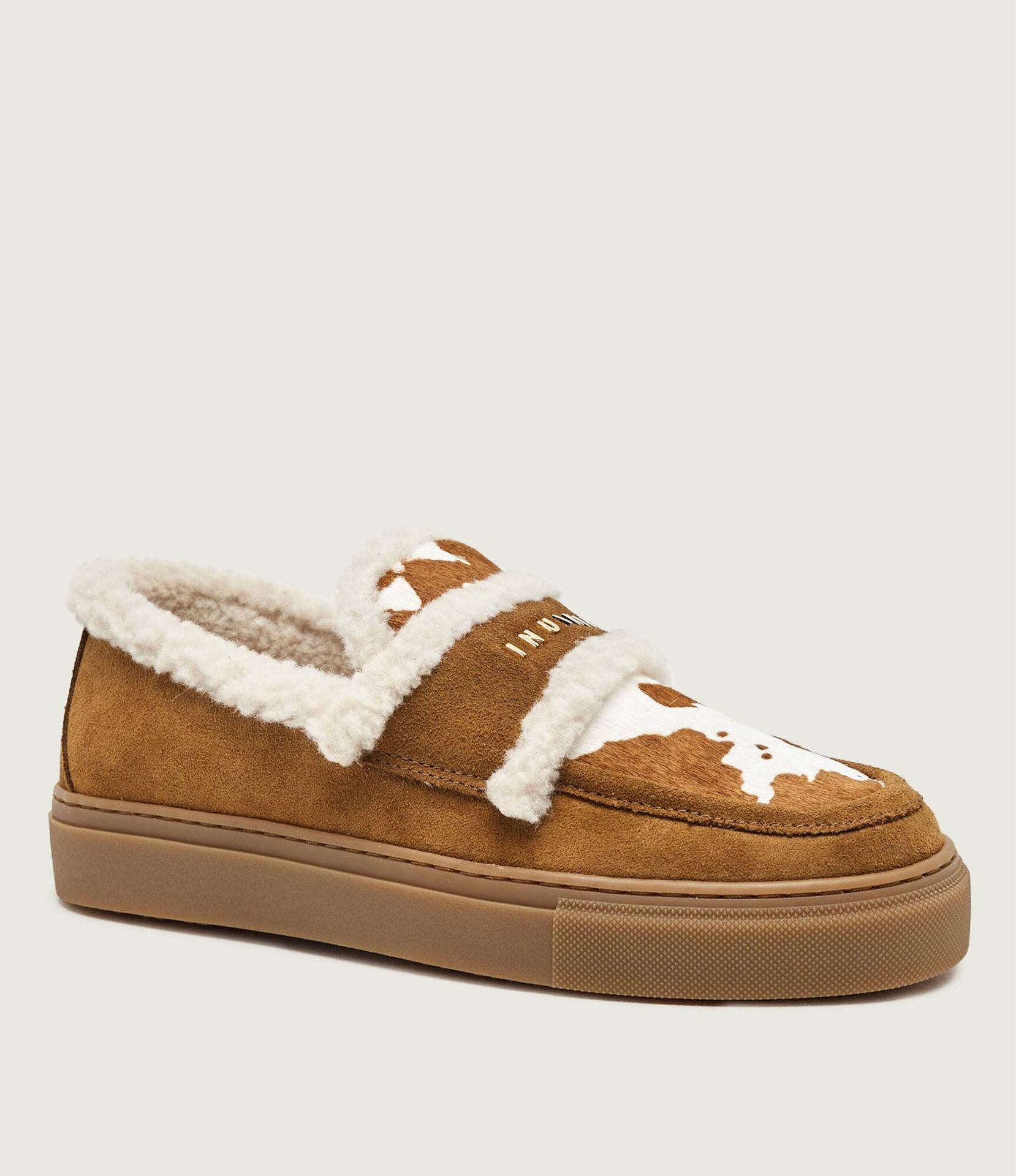 INUIKII Ocieplane loafersy Print shearling zamsz