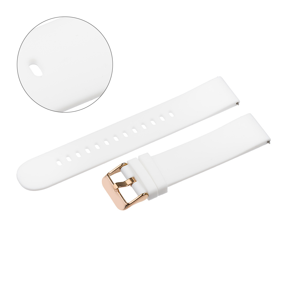 Pasek uniwersalny U03 - 16 mm silikonowy biały, zapinka rose gold + teleskopy