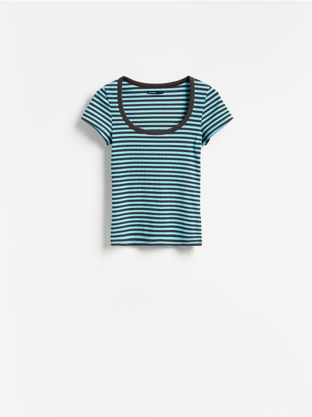 Reserved - T-shirt z bawełną - niebieski