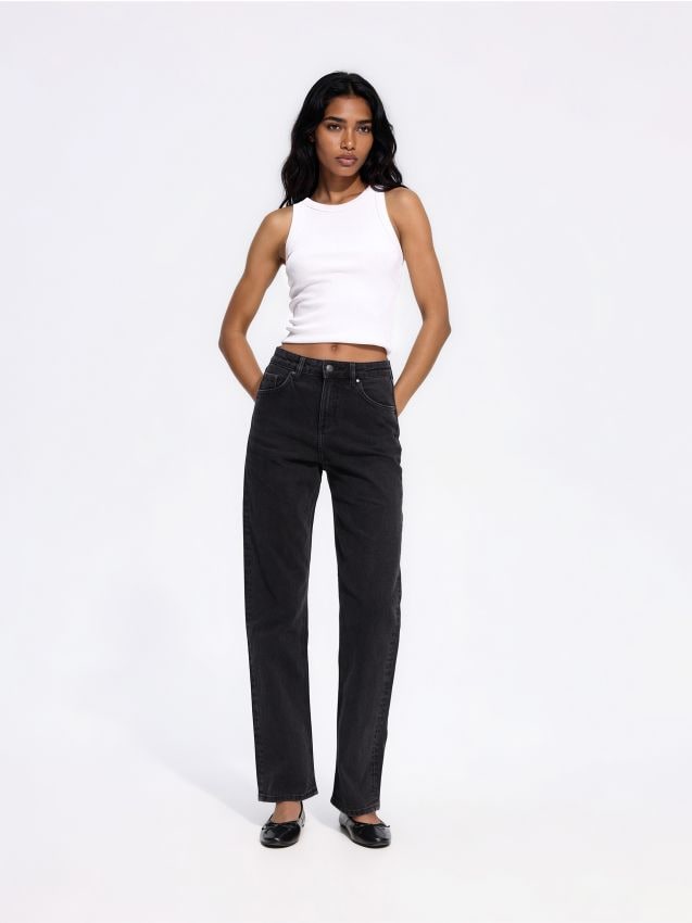 Reserved - Jeansy straight fit - czarny