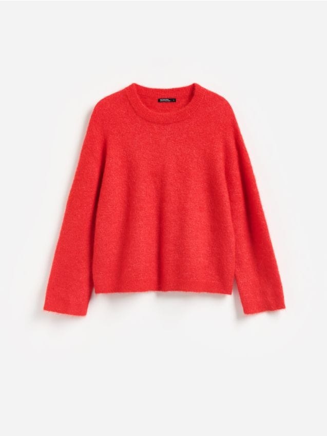 Reserved - Sweter z wełną alpaki - czerwony