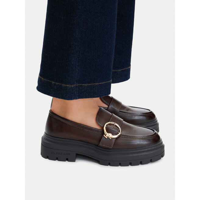 Loafersy U.S. Polo Assn. EO-SVETA001W/GY1 Brązowy ciemny