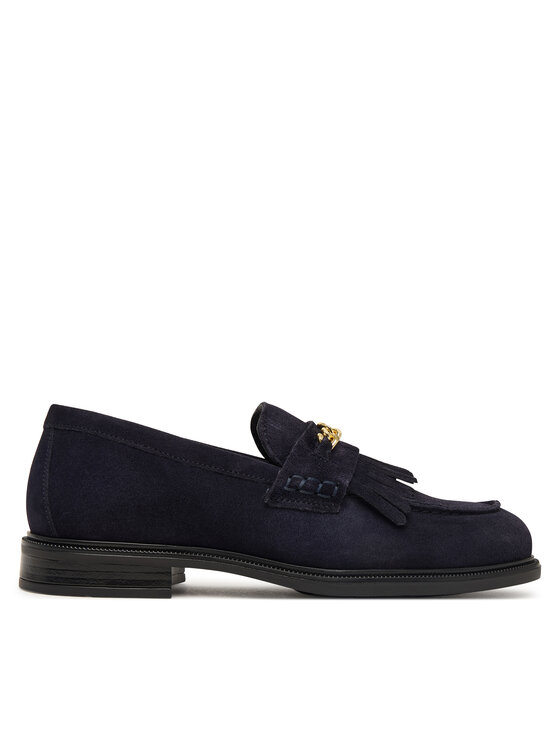 Tommy Hilfiger Loafersy Th Chain Fringe Suede Loafer FW0FW09918 Granatowy