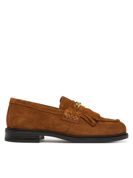 Tommy Hilfiger Loafersy Th Chain Fringe Suede Loafer FW0FW09918 Brązowy
