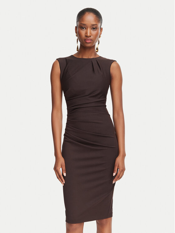 Rinascimento Sukienka koktajlowa CFC0130327003 Brązowy Slim Fit