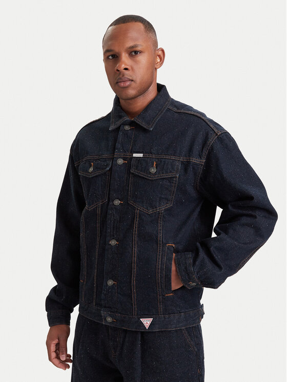 Guess Jeans Kurtka jeansowa M6YN38 D1314 Granatowy Oversize