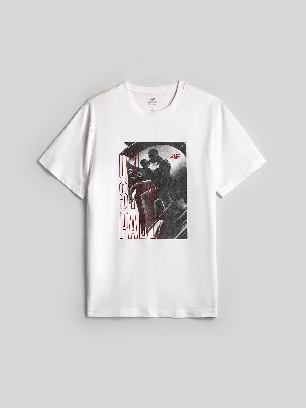 4F T-shirt regular z nadrukiem męski - biały XXL