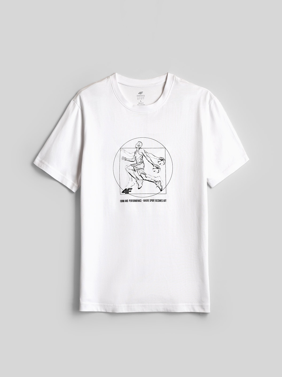 4F T-shirt regular z nadrukiem męski - biały XXL