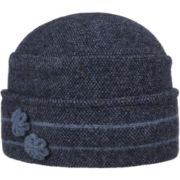 Czapka z Sukna Welnianego Tweed by Seeberger, niebiesko-ciemnoniebieski, One Size