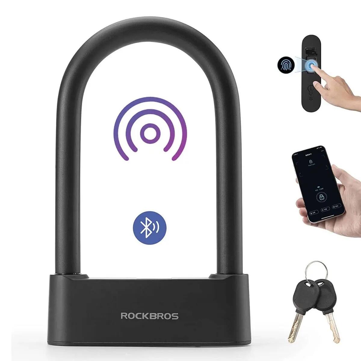 Połączony zamek U-lock z odciskiem palca i aplikacją ROCKBROS