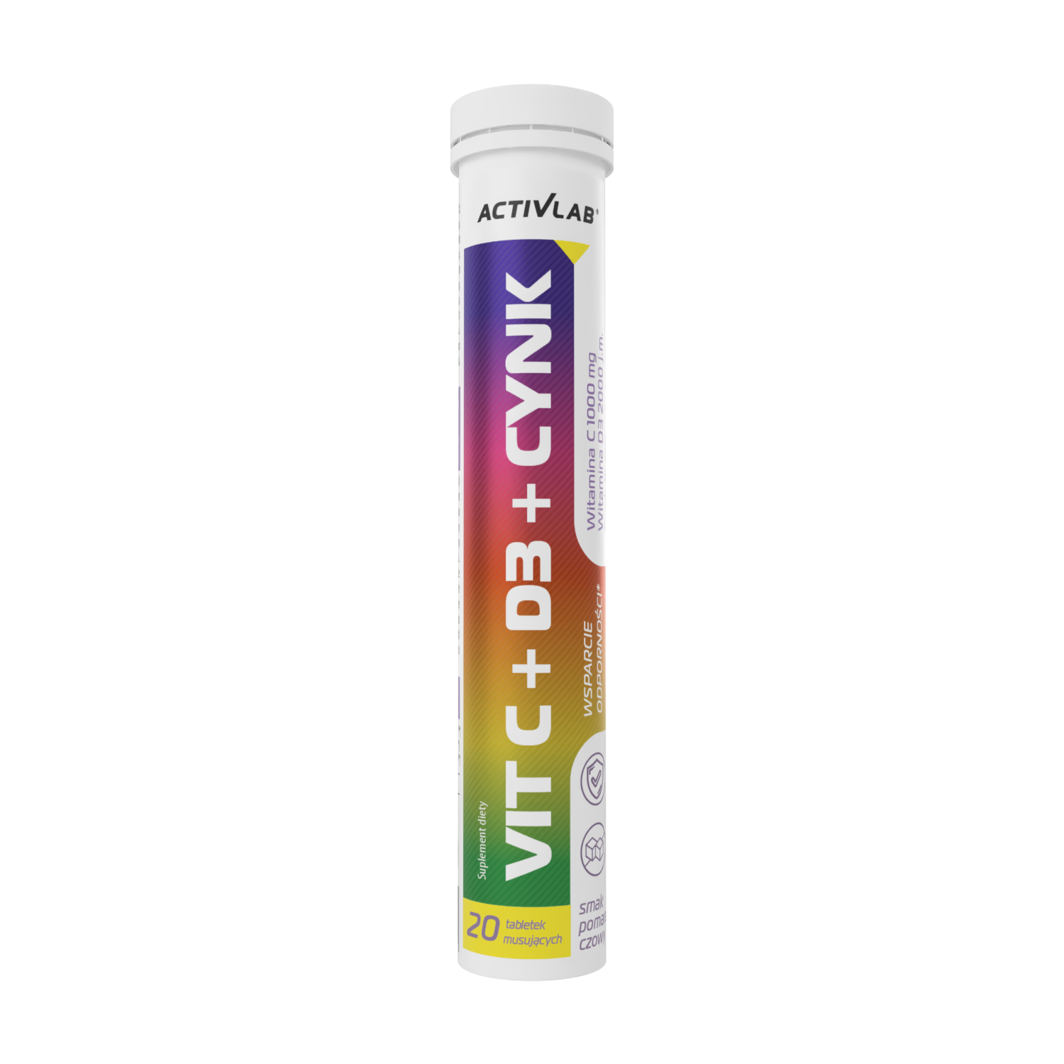 ACTIVLAB Witamina C+D3+Cynk o sm. pomarańczowym (20 tabl. mus.)