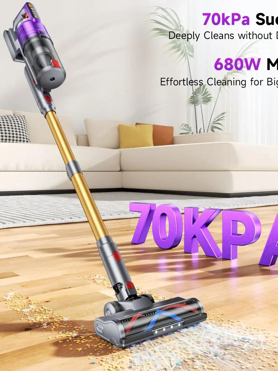 Odkurzacz bezprzewodowy Tdyon Nova 680W 70000PA, 75 minut pracy, wyjmowana bateria, możliwość postawienia na podłodze, ładowanie na ścianie.